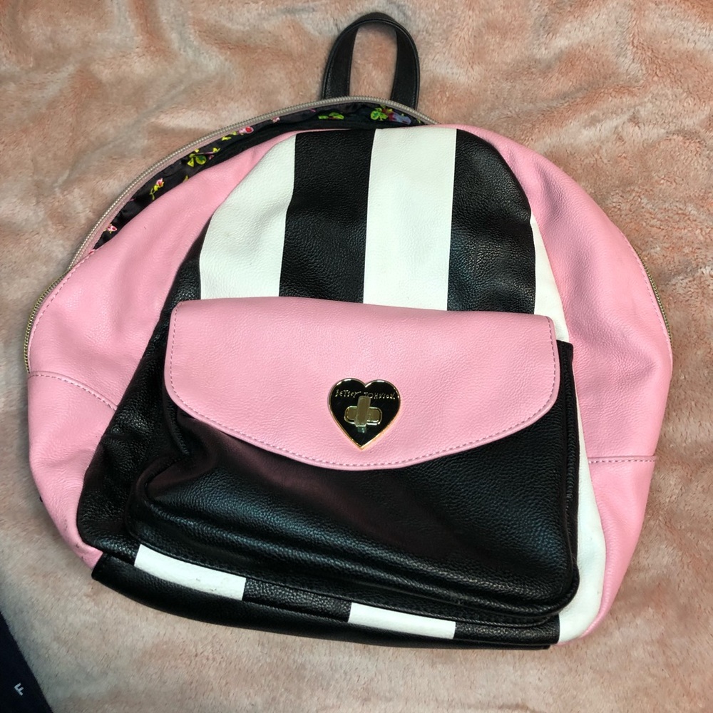 Striped pink back pack
